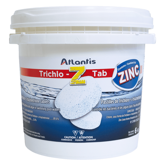 Atlantis TRICHLO-Z TAB with Zinc Oxide - Stabilized Chlorine Tablets 3'' & 200gr - 6KG Format