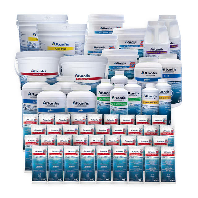 Trousse Chimique Saison Complète (jusqu'à 100,000L) – Piscine au Chlore