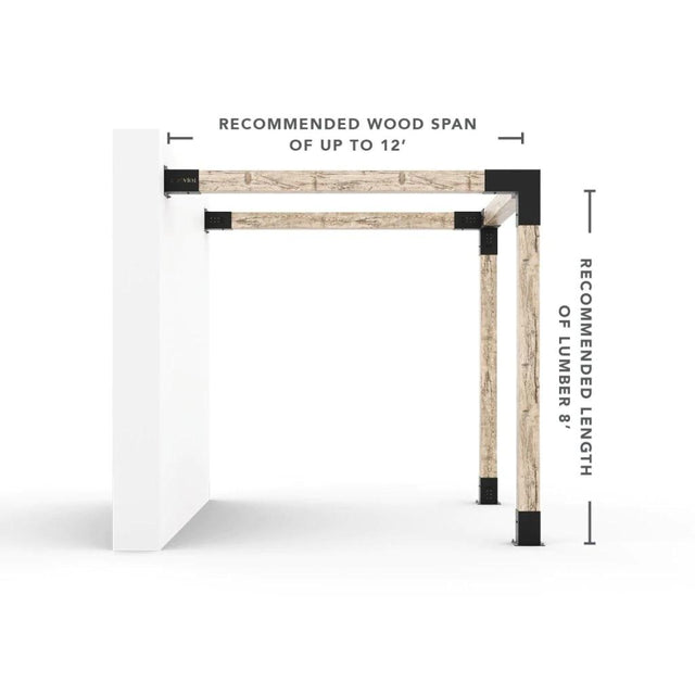 Kit de pergola à montage mural de toute taille pour poteaux en bois 6x6