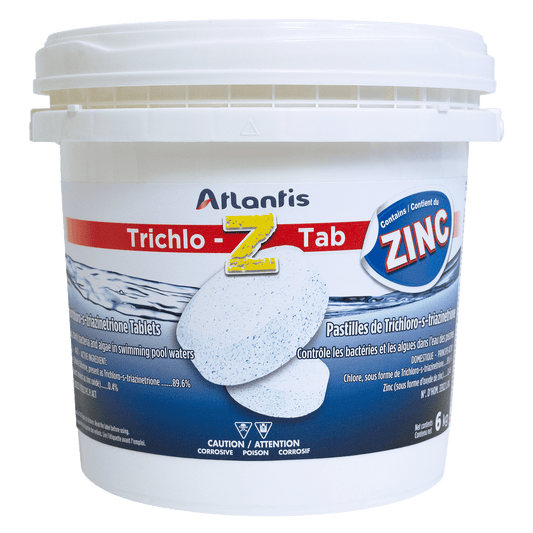 TRICHLO-Z TAB 6KG - Pastilles de chloration stabilisées avec Oxyde de Zync 200g