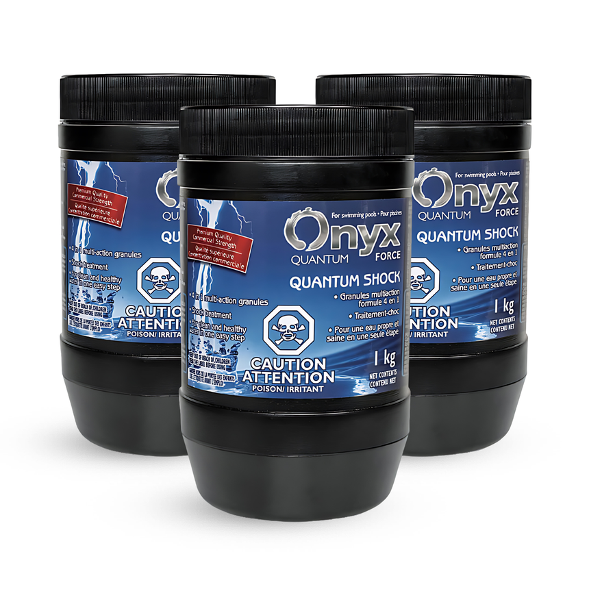 Cloro granulado estabilizado Onyx Quantum Shock 90% con alumbre y cobre - 1 kg