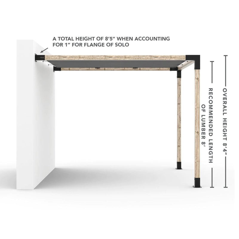 Kit de pérgola de montaje en pared con vela de sombra para postes de madera de 4 x 4