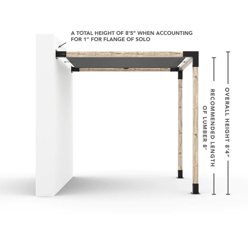 Kit de pérgola de montaje en pared con vela de sombra para postes de madera de 4 x 4