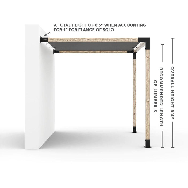 Kit de pérgola de montaje en pared con vela de sombra para postes de madera de 4 x 4