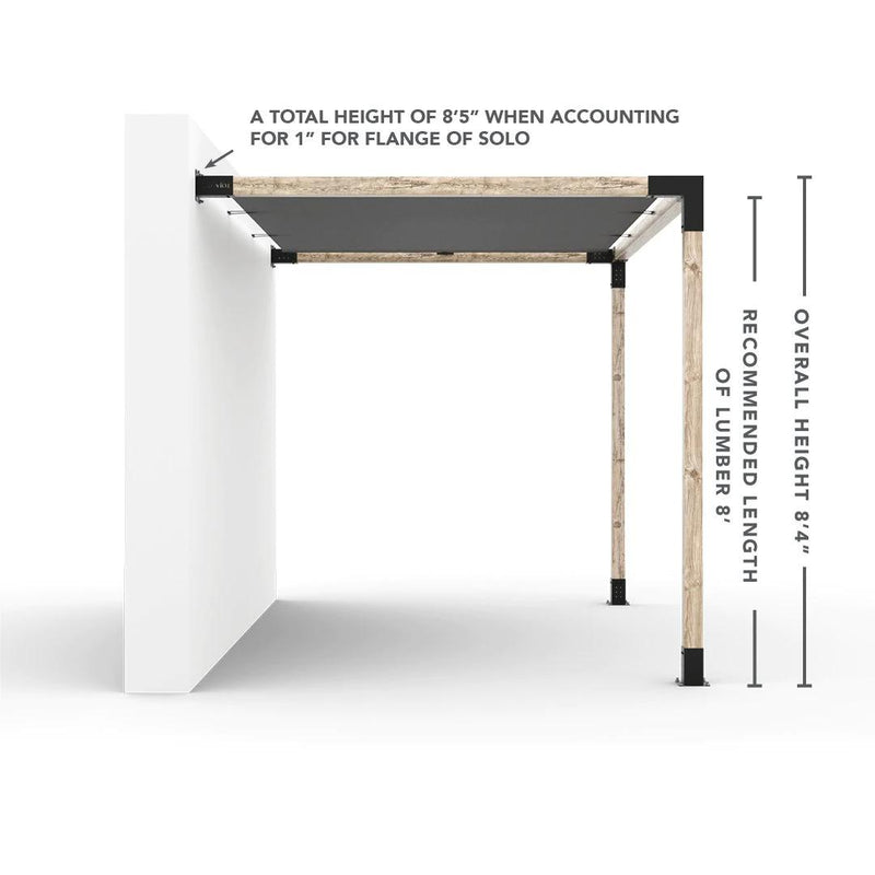 Kit de pérgola de montaje en pared con vela de sombra para postes de madera de 4 x 4