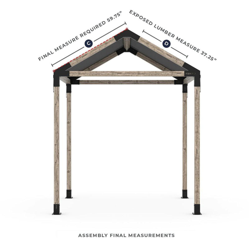 Kit de pérgola individual GRID 30 de 8' x 8' con tela impermeable para postes de madera de 4 x 4
