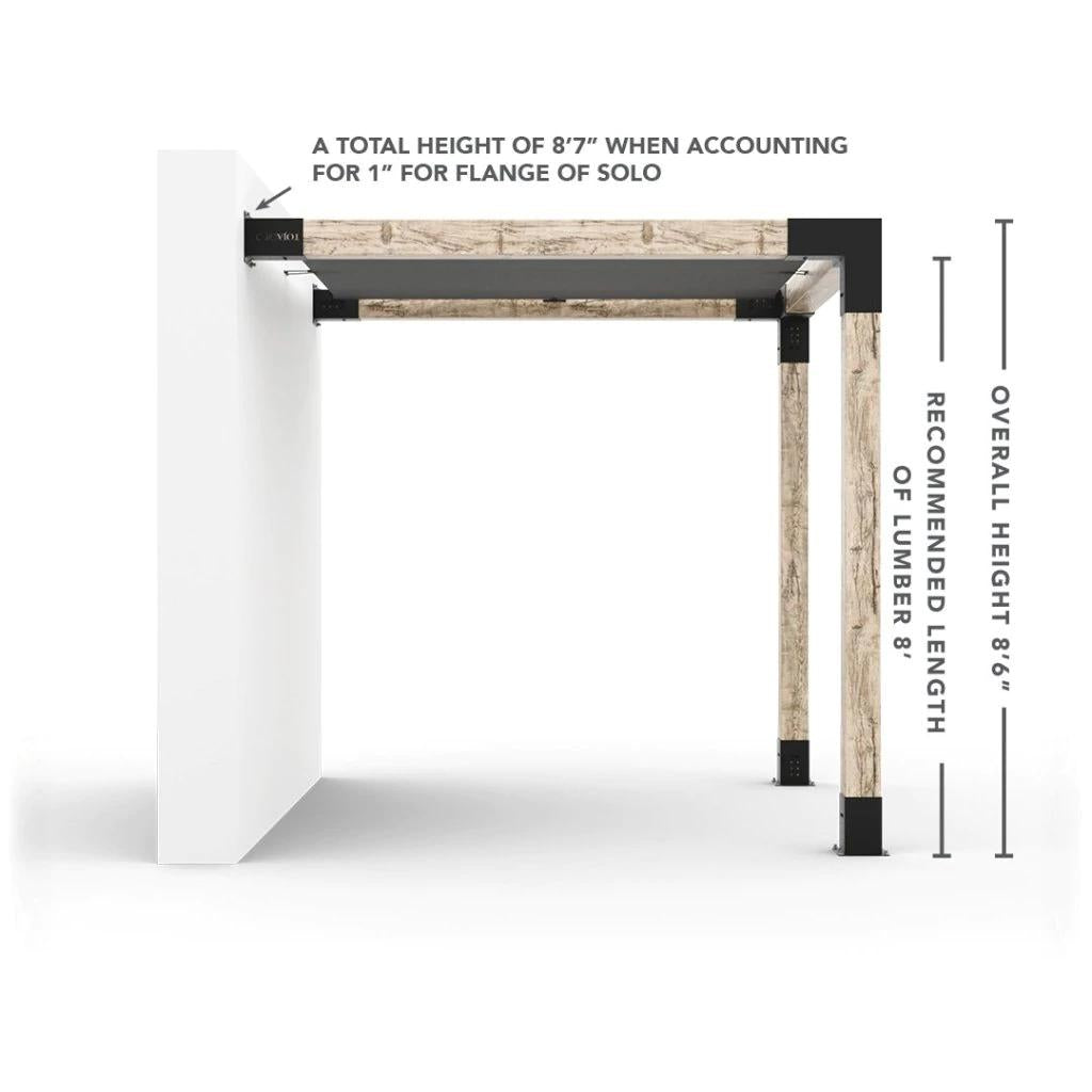 Kit de pérgola de montaje en pared con vela de sombra para postes de madera de 6 x 6
